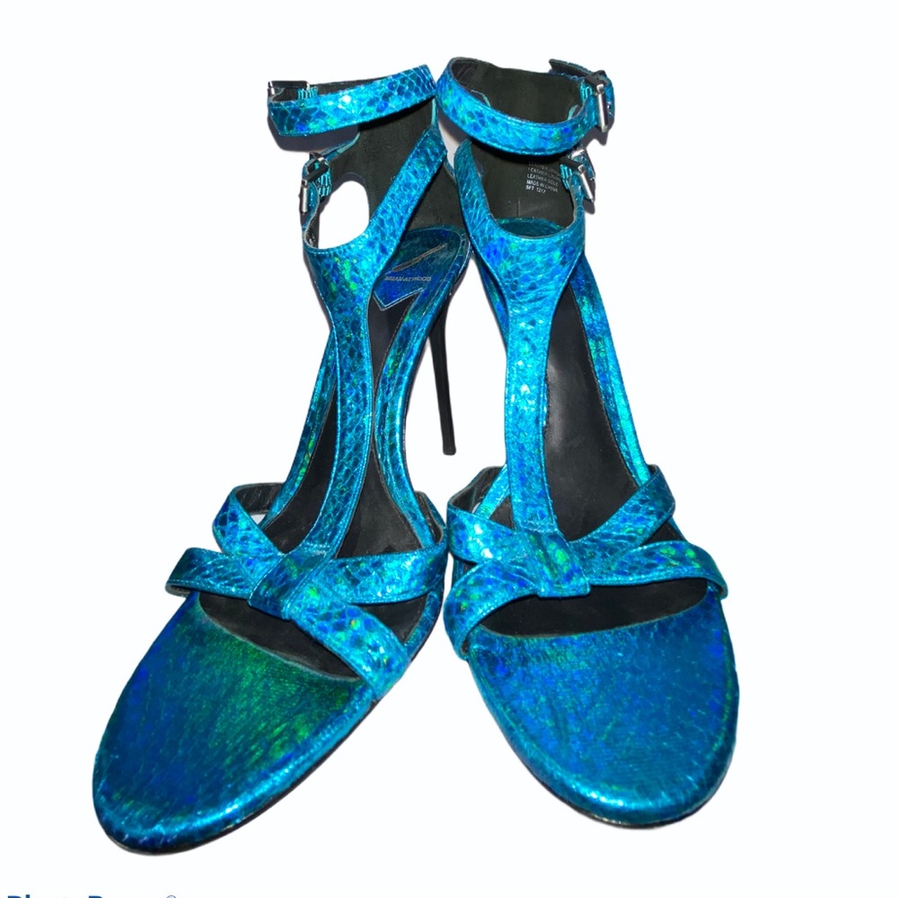 Brian Atwood Metallic Blue Python - image 5